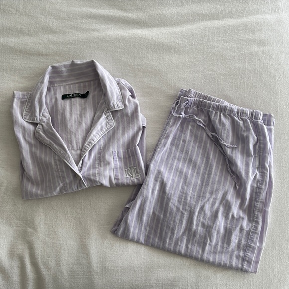 Ralph Lauren Other - Ralph Lauren Womens Striped Two 2 Piece Pajama Set Medium Lilac Pastel PJs